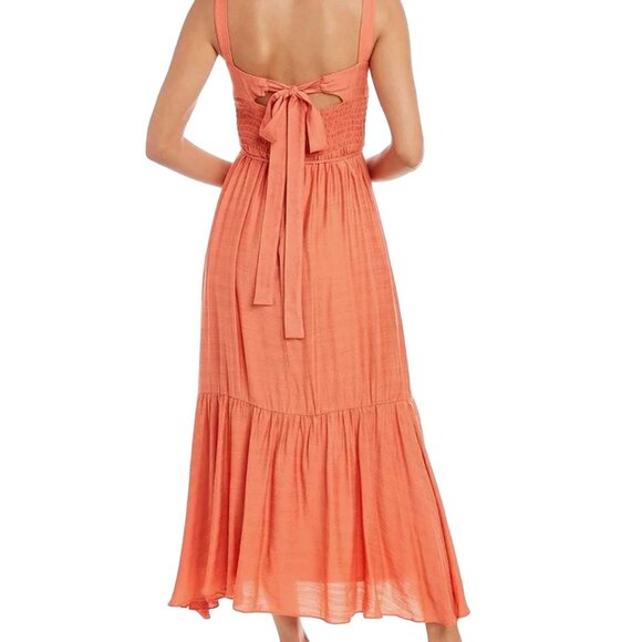 Taylor Square Neck‎ Tiered Midi Dress Orange Size 4 - Picture 6 of 10